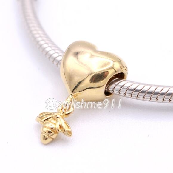 Authentic Pandora Retired Pandora Shine Heart and Bee Charm 767022